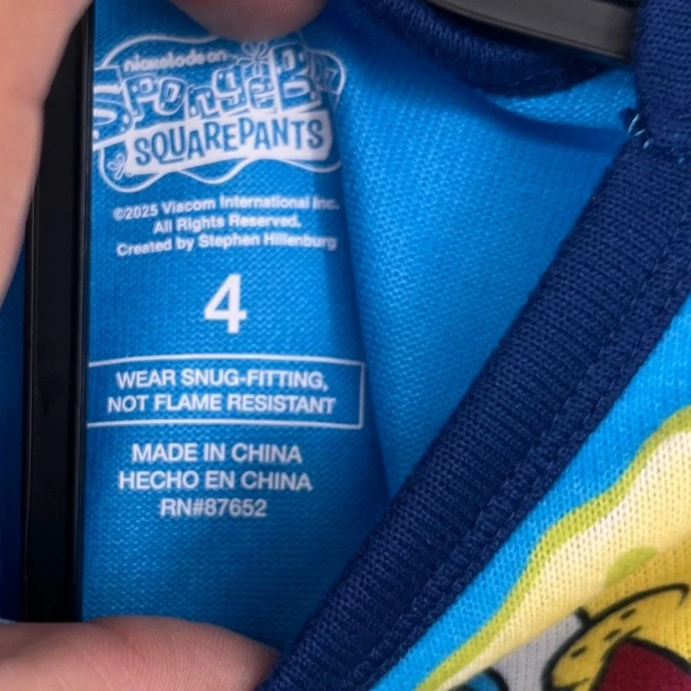 NWT Spongebob Squarepants Boys Pajamas Set Size 4 Blue Long Sleeve Cartoon Gift‎